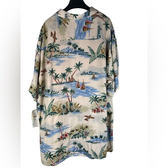 New Batik Bay Hawaiian Tropical Button Front Shirt XXL Palm Tree Surfboard Boats - Picture 2 of 10
